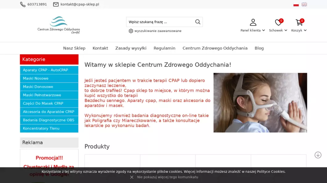 Sklep z przyrządami do CPAP - Centrum Zdrowego Oddychania